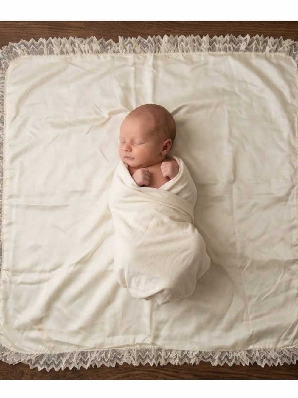 Vintage Styled By The Shepherd Baby Receiving Lace Christening Blanket 36"x36"